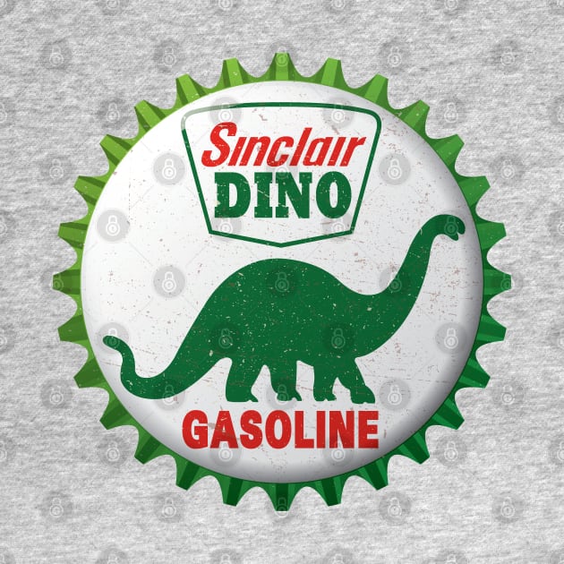 Sinclair Dino Gasoline Bottle Cap Retro T-Shirt by funkymonkeytees